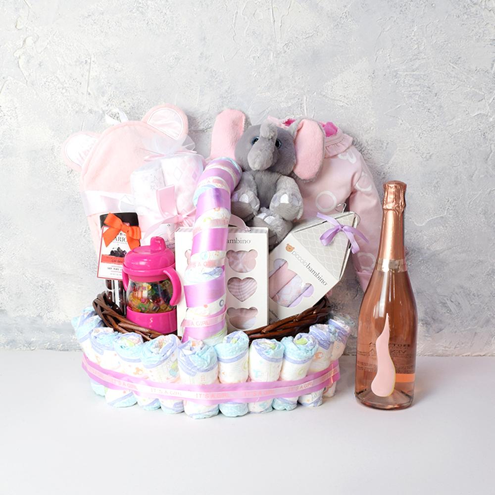 Pretty in Pink Baby Girl Champagne Gift Set