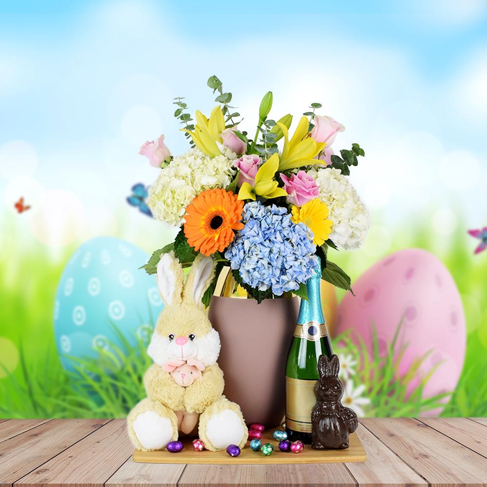 Easter Flowers & Champagne Basket
