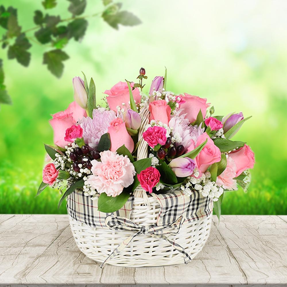 Floral Bouquet in a Basket