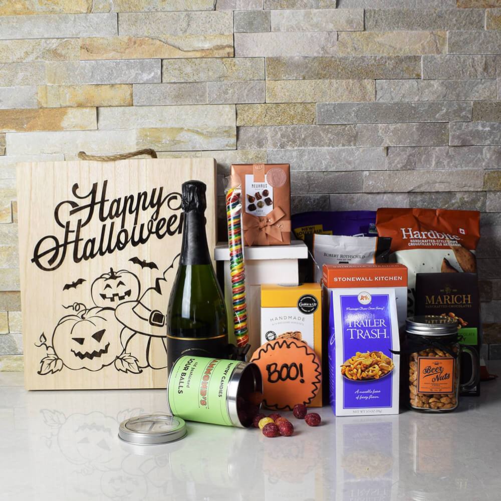 Halloween Spooktacular Gift Crate With Champagne