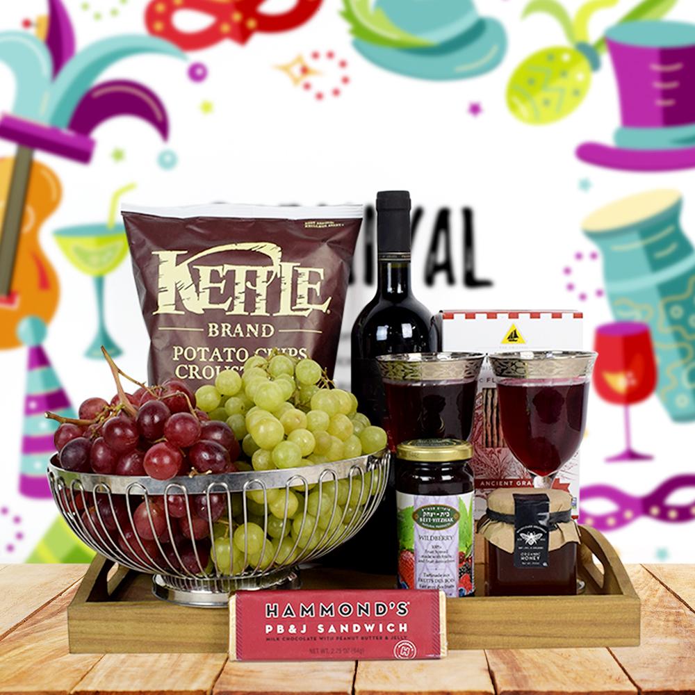 Purim Fruit & Wine Basket