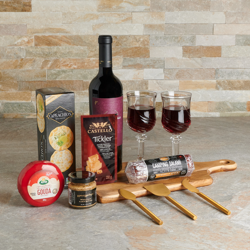 Kosher Wine Gifts  Kosher Wine and Cheese Board - Good 4 You Gift Baskets  USA