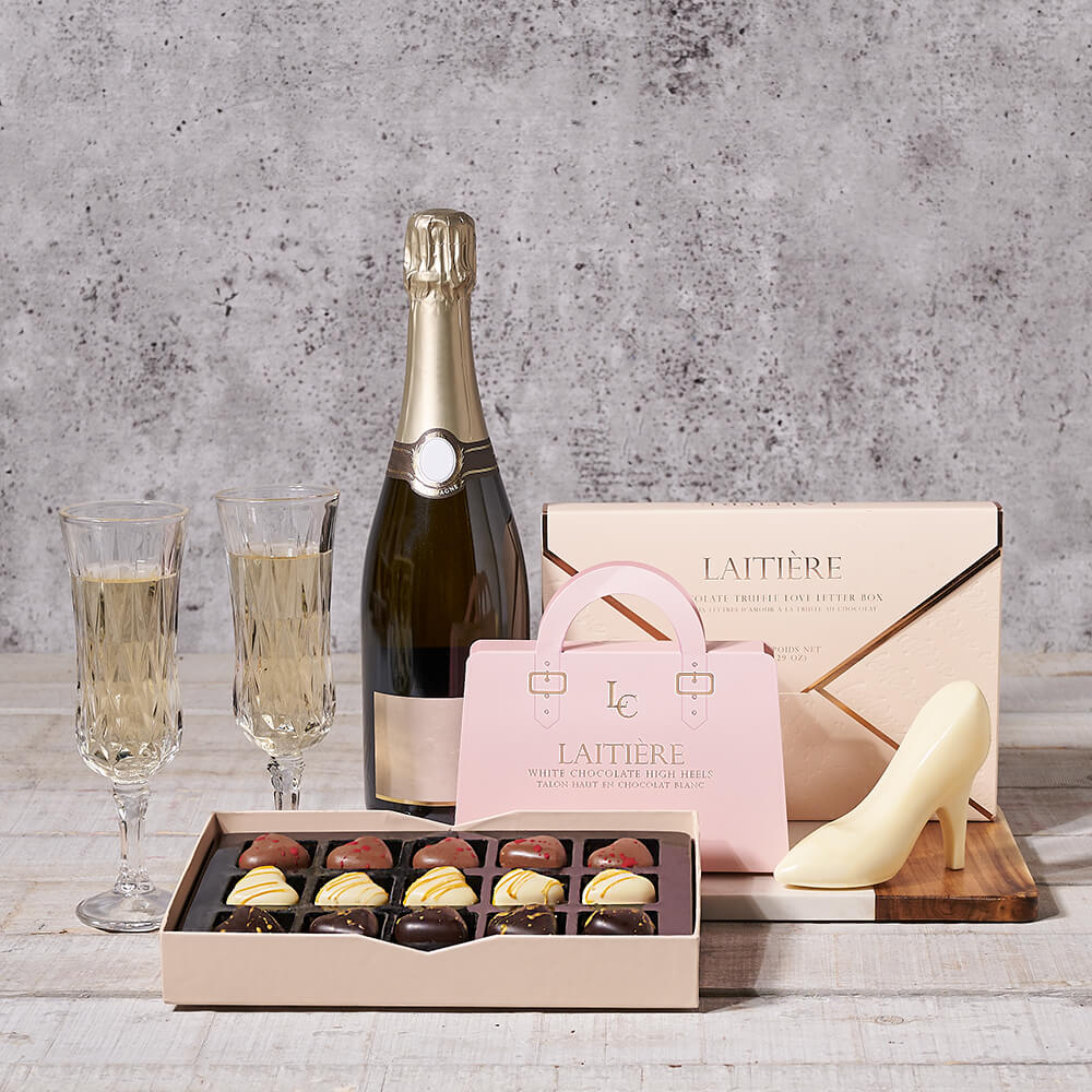 Champagne & Truffle Love Letter Gift, champagne gift, champagne, sparkling wine gift, sparkling wine, chocolate gift, chocolate, gourmet gift, gourmet