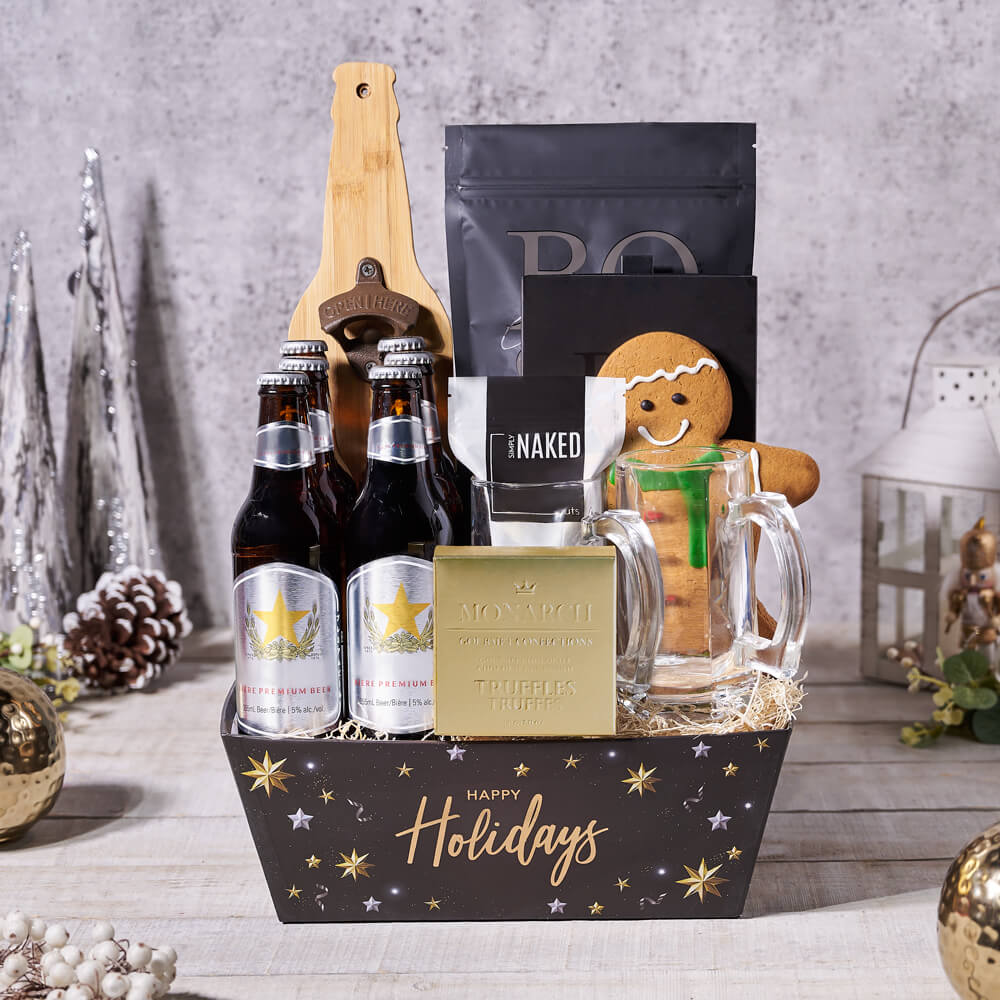 Christmas Beer & Snacks Gift Basket