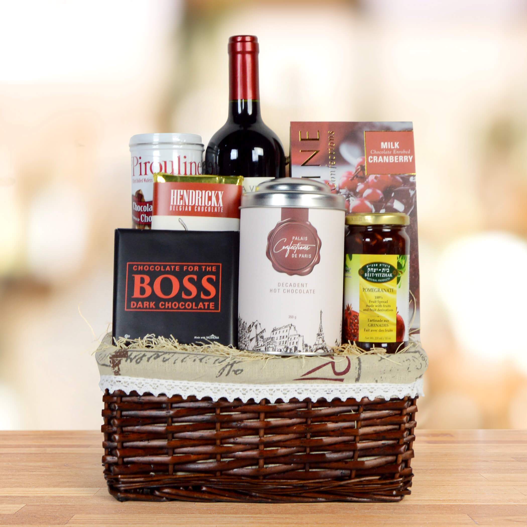 Kosher Chocolate & Wine Gift Basket