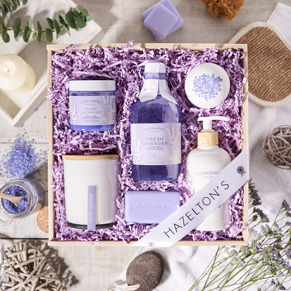 Care & Comfort Spa Gift Crate, gift crate, spa gift crate, mother's day, skincare, lavender, bath and body, spa, spa gift crate delivery, delivery spa gift crate, bath and body crate usa, usa bath and body crate