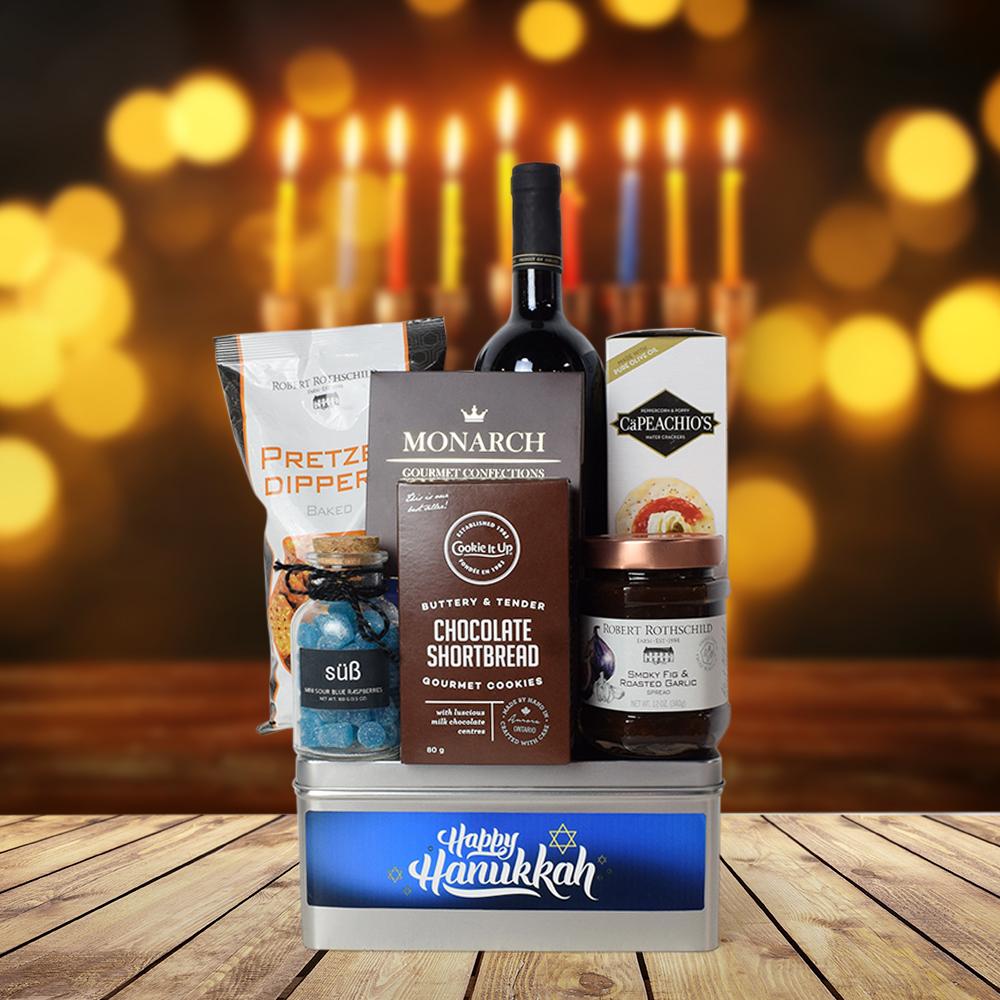 Happy Hanukkah Wine & Treats Gift Basket