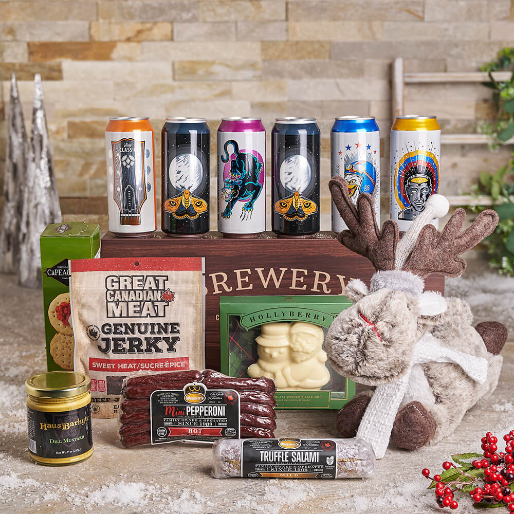 Merry Christmas Craft Beer & Snacks Gift Set | Beer Gift Basket