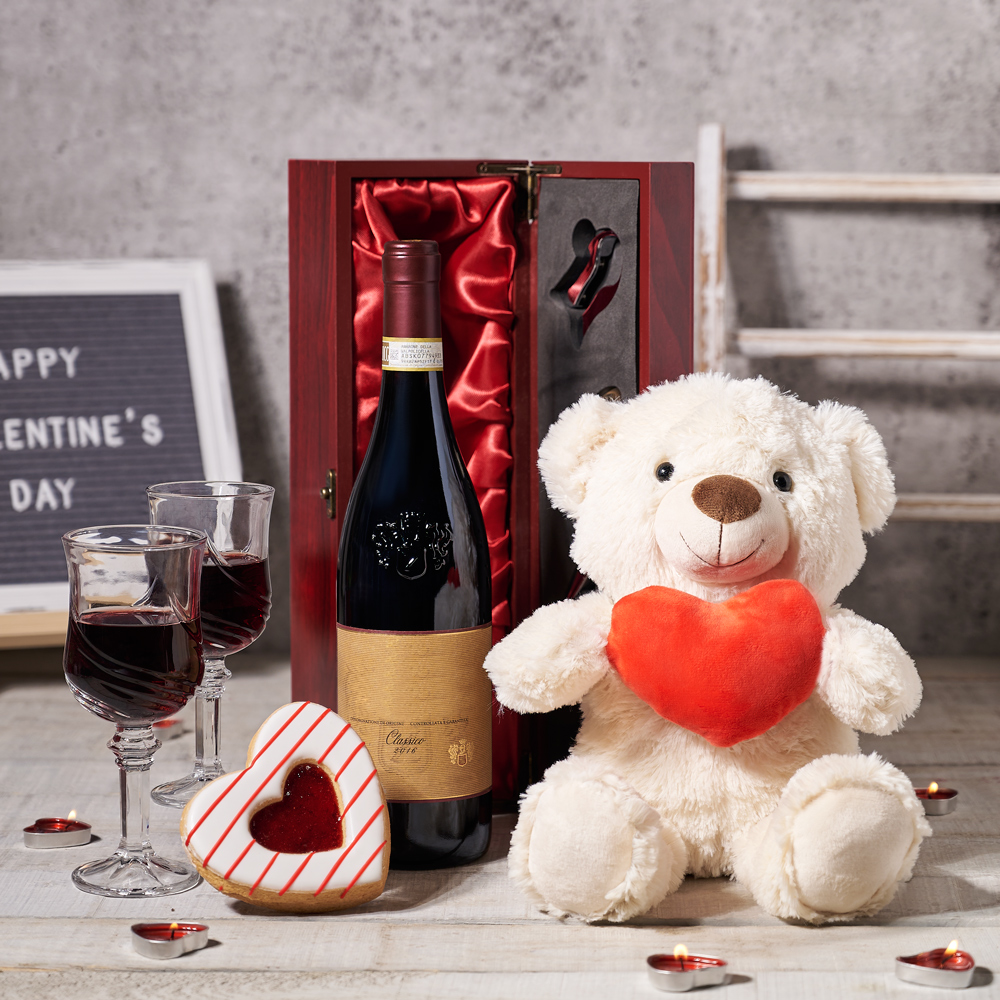 I Love You Gift Basket, US Same Day delivery, plush gifts, wine gifts, cookie gifts