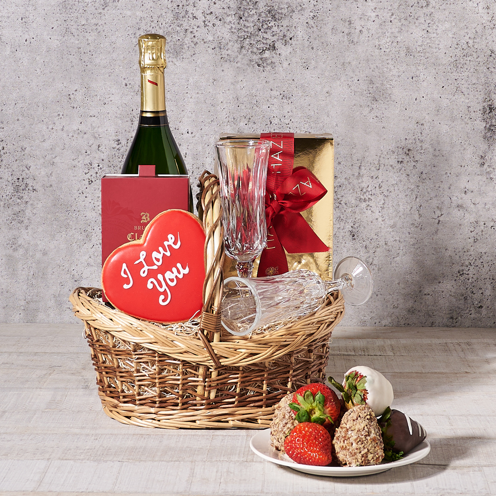 The Grand Celebration for Two Gift Set , Valentine's Day gifts, sparkling wine gifts, cookie gifts, chocolate covered strawberries
