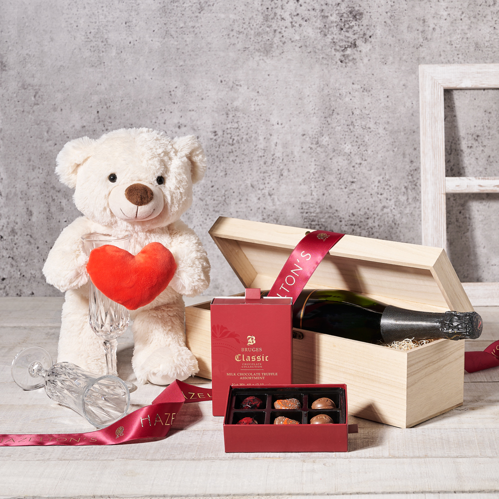 "The Perfect Toast" Gift Basket, Valentine's Day gifts, sparkling wine gifts, chocolate gifts
