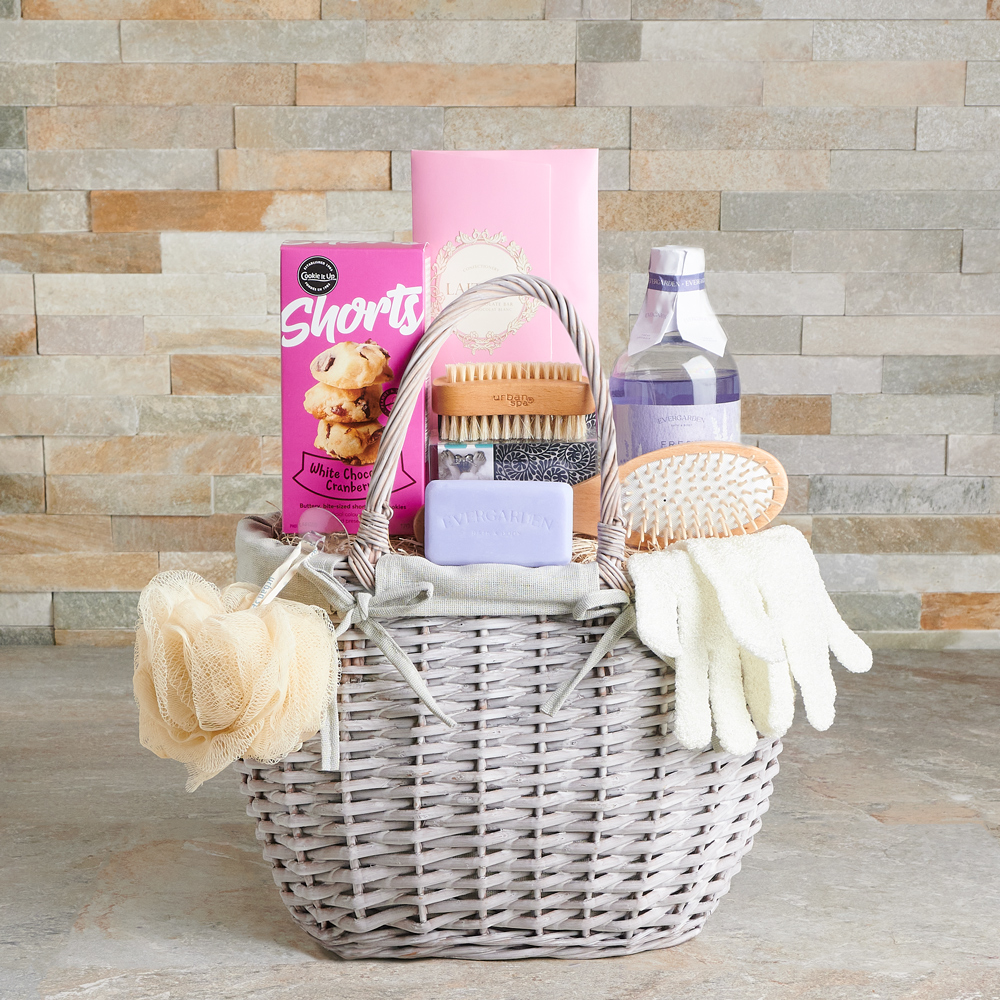 bar soap, brush , cookies, lavender, bath and body, bath, Spa, Set 24074-2021, bath and body basket delivery, delivery bath and body basket, spa gift basket usa, usa spa gift basket