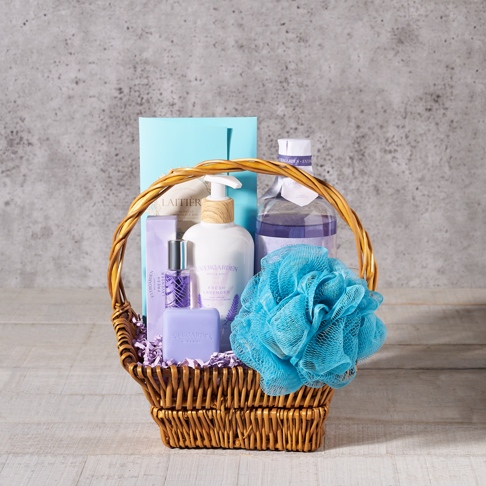 perfume, mother's day, spa gift, spa gift basket, lavender, bath and body, skincare, spa, Set 24102-2021, spa gift basket delivery, delivery spa gift basket, bath and body luxury basket usa, usa bath and body luxury basket