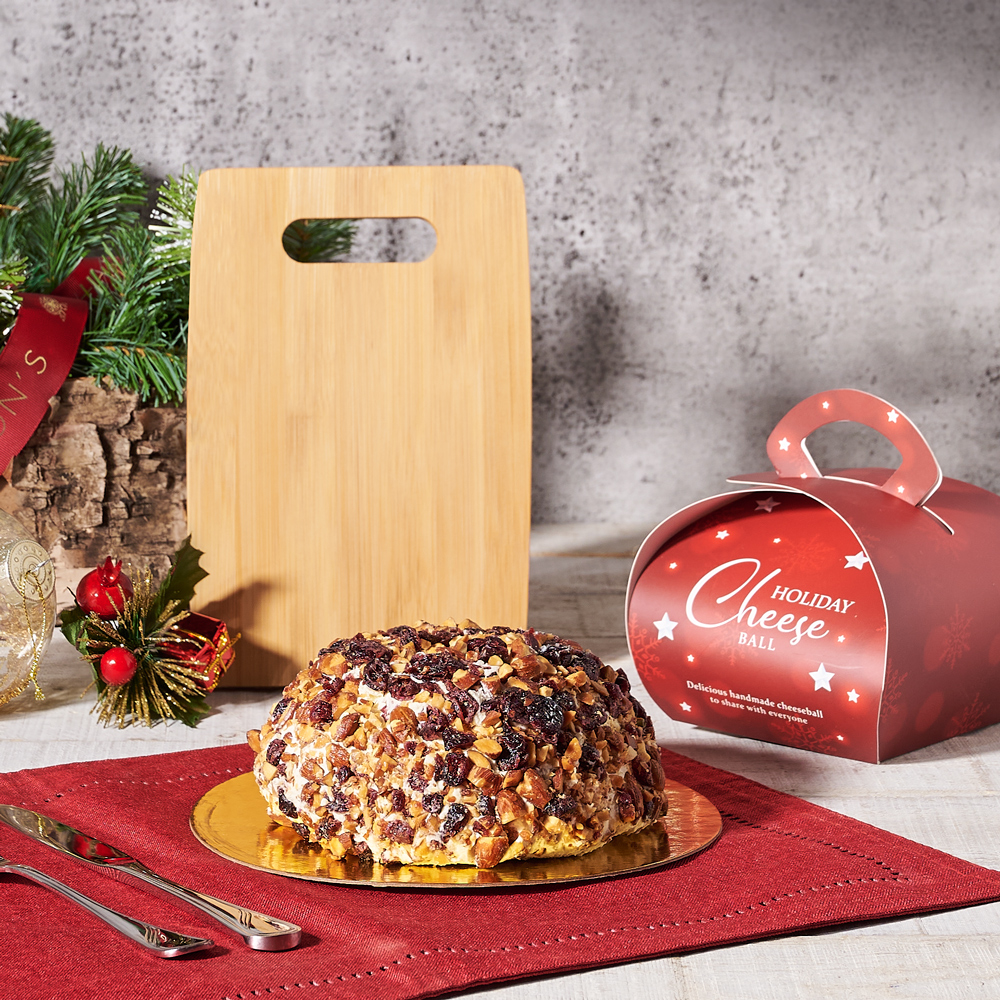 Holiday Cranberry & Almond Cheeseball, Christmas Gift Baskets, Xmas Gift Baskets, Cheese Gift Baskets, USA Delivery