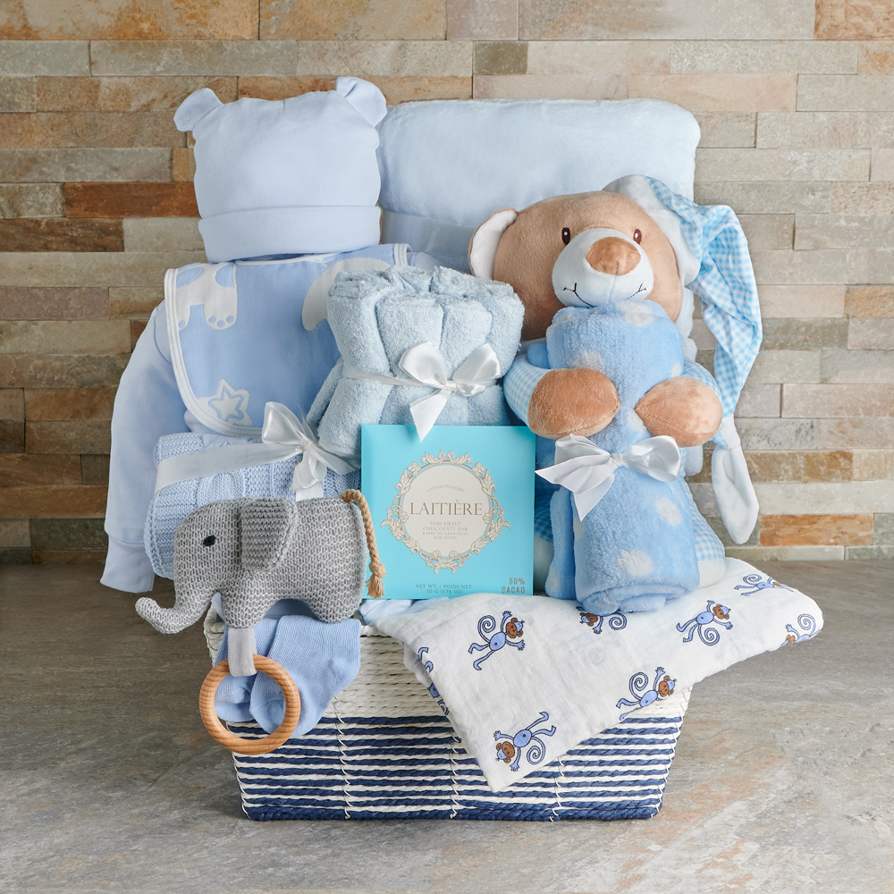 Cuddle Up Baby Boy Gift Basket