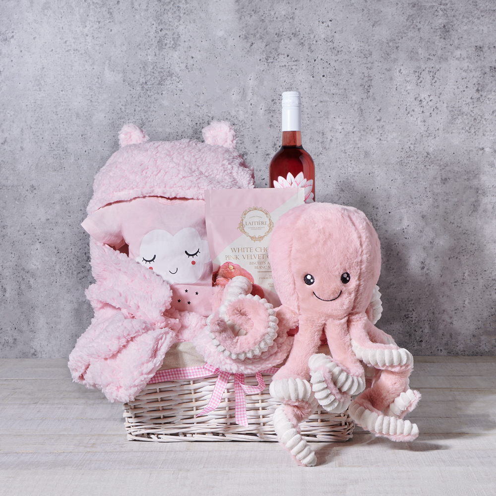 New Baby Girl Octopus Gift with Wine