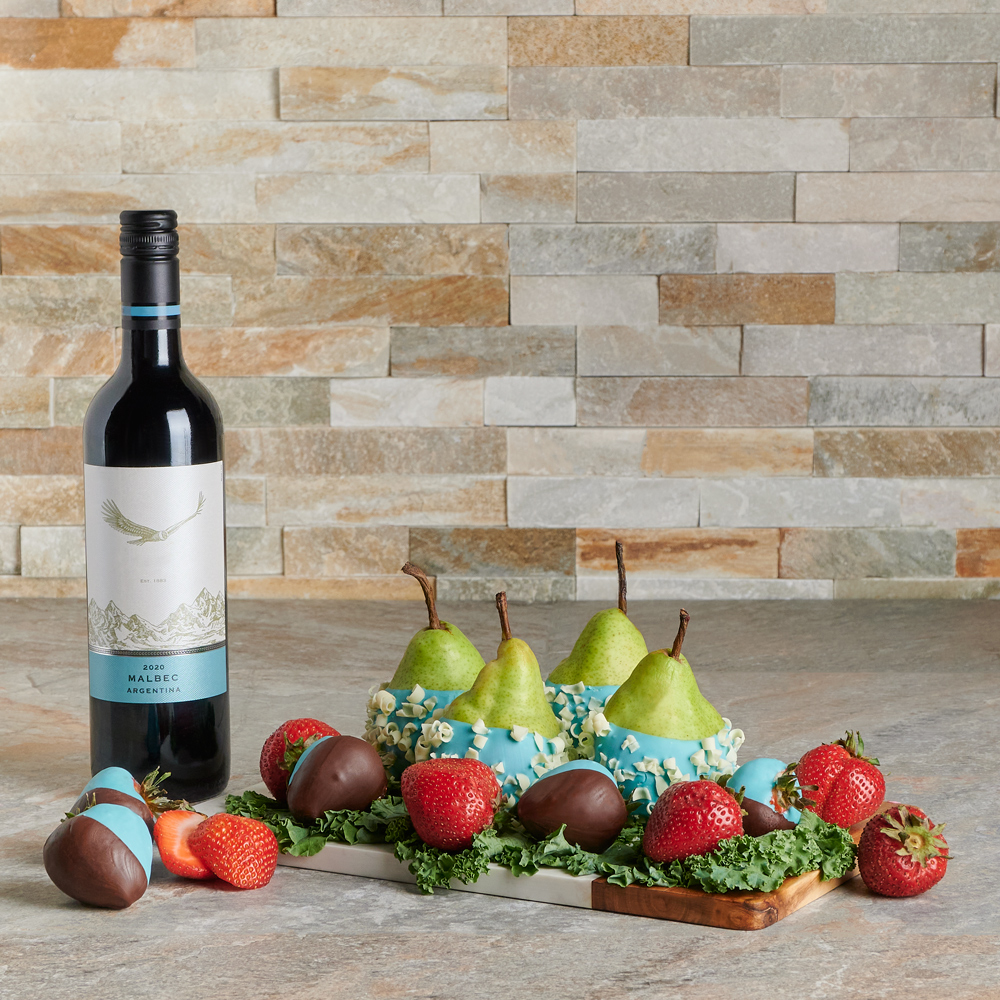 Chocolate Dipped Treats Gift Set with Wine