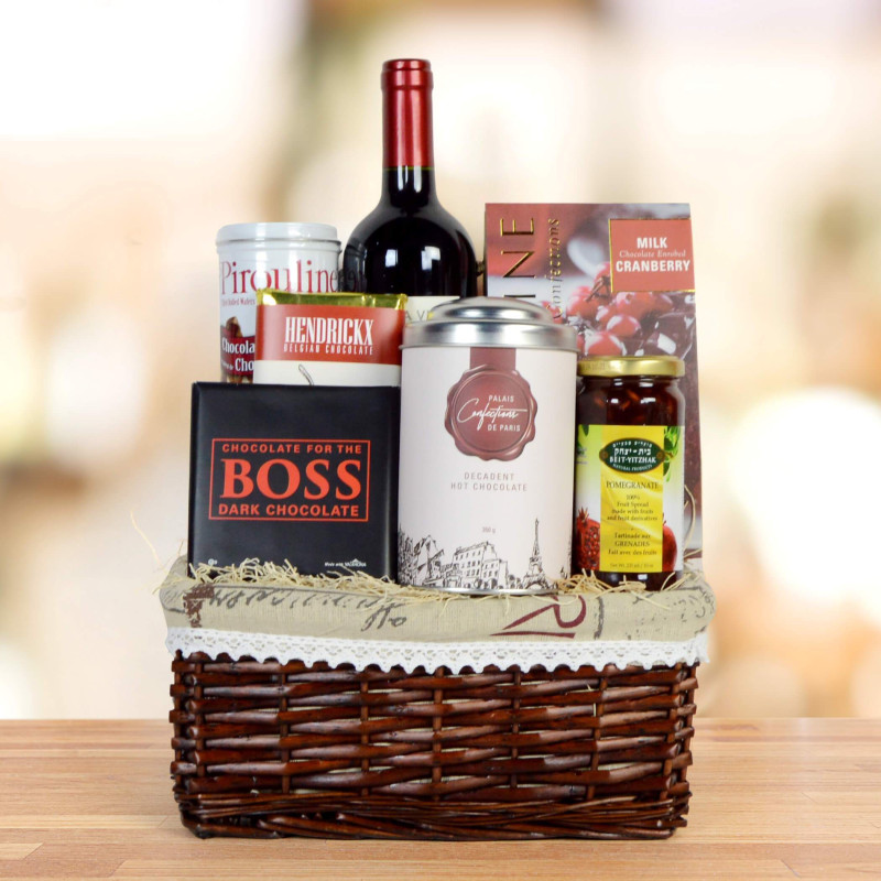 Kosher Chocolate & Wine Gift Basket HAZELTON'S USA