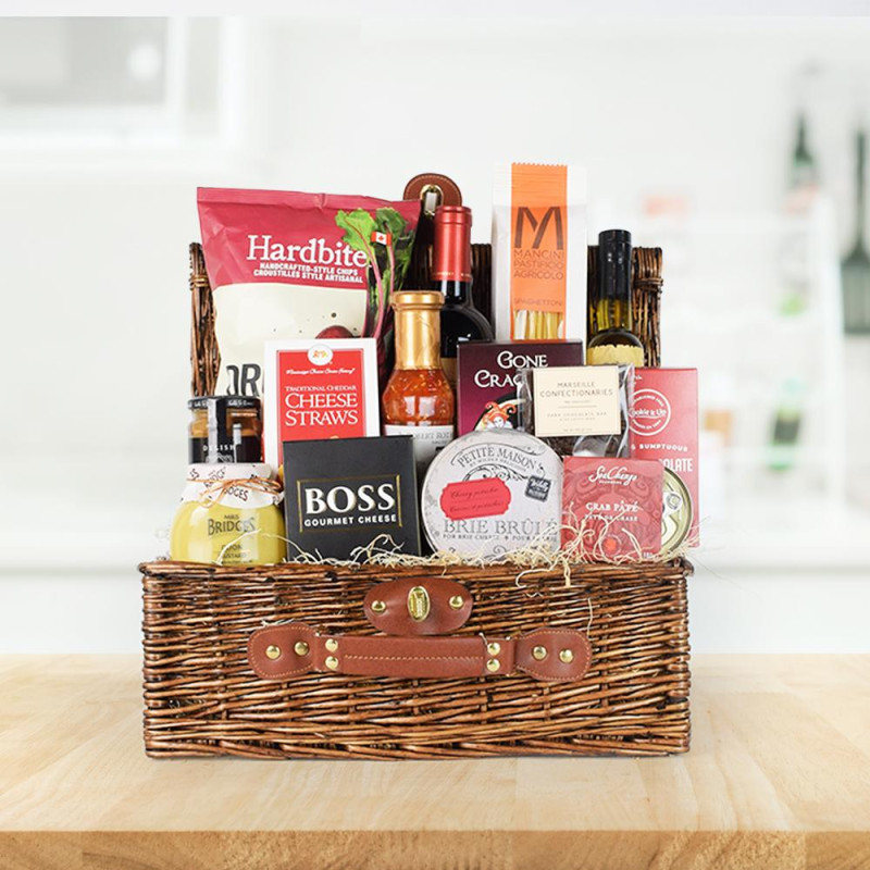 THE HAPPY SNACKS GOURMET GIFT BASKET HAZELTON'S USA