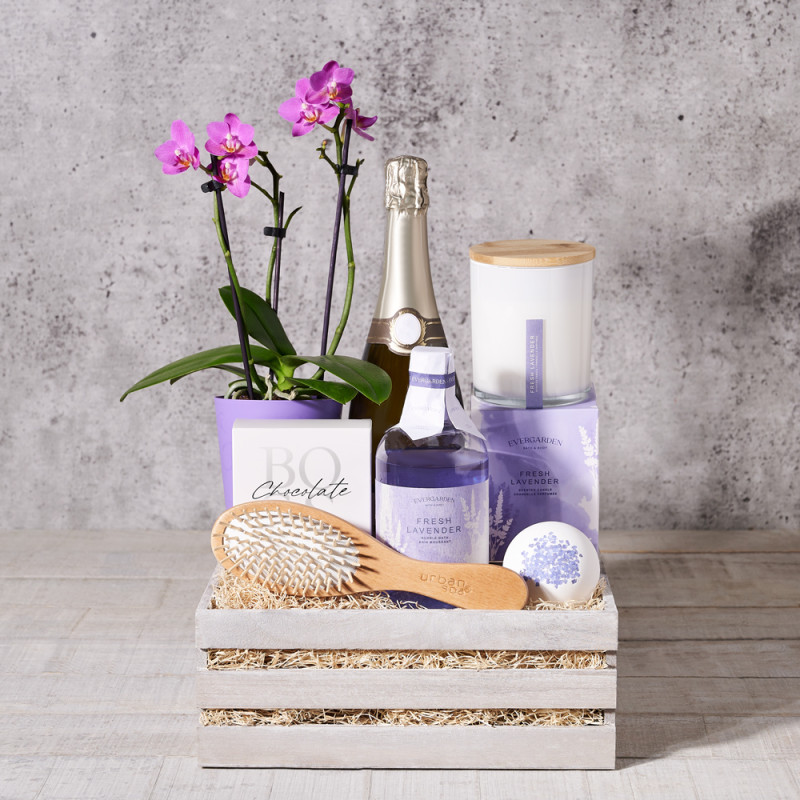 Champagne & Lavender Spa Basket Spa Gift Baskets Canada Delivery