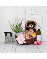 Teddy Bear & Blankets Baby Gift Set with Wine