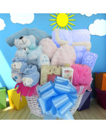 Pampering Mom, Welcoming Baby! Baby Boy Gift Basket