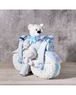 Blue Motorcycle Diaper Cake Gift, baby gift, baby, baby boy gift, baby boy, new baby gift, new baby, baby shower gift, baby shower