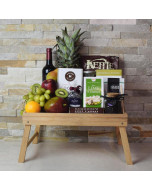 Foodie’s Delight Fruit & Snack Basket with Wine