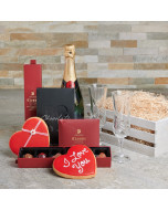 Romance from Venice Gift Basket, Valentine's Day gifts, cookie gifts, sparkling wine gifts