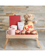 “Made with Love” Chocolate and Tea Gift Basket , Valentine's Day gifts, plush gifts, cupcake gifts
