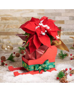 Festive Poinsettia Sleigh, plant gift, plant, christmas gift, christmas, holiday gift, holiday