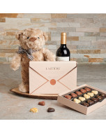 Great Chocolate & Bear Gift Set with Wine