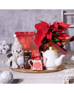 Holiday Tea Gift Basket, christmas gift, christmas, holiday gift, holiday, plant gift, plant, tea gift, tea