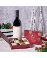 Holiday Wine & Chocolate Gift Basket, Gourmet Gift Baskets, Wine Gift Baskets, Christmas Gift Baskets, Xmas Gifts, Truffles, Wine, Canada Delivery