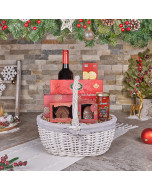 Holiday Wine & Salmon Gift Basket, wine gift, wine, christmas gift, christmas, seafood gift, seafood, USA delivery