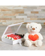 The Wholesome Valentine’s Gift Set, Valentine's Day gifts, chocolate covered strawberries, plush gifts