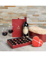 Two Hearts Come Together Gift Set, Valentine's Day gifts, chocolate gifts, wine gifts