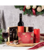 Holiday Wine Lover’s Gift Basket, Wine Gift Baskets, Chocolate Gift Baskets, Wine, Chocolate Truffles, Candle, USA Delivery