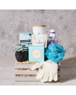cookies, truffles, chocolate, gift crate, skincare, mother's day, lavender, bath and body, spa gift, spa, spa gift crate delivery, delivery spa gift crate, bath and body crate usa, usa bath and body crate