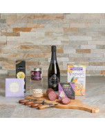Cheese & Savory Treats Champagne Gift Basket, Champagne Gift Baskets, Gourmet Gift Baskets, USA Delivery
