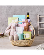 The Classy Easter Gift Basket, easter gift, easter, chocolate gift, chocolate, wine gift, wine, gourmet gift, gourmet, tea gift, tea