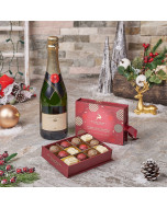 The Easy Does It Xmas Champagne Gift Set, champagne gift, champagne, sparkling wine gift, sparkling wine, chocolate gift, chocolate, christmas gift, christmas, USA delivery