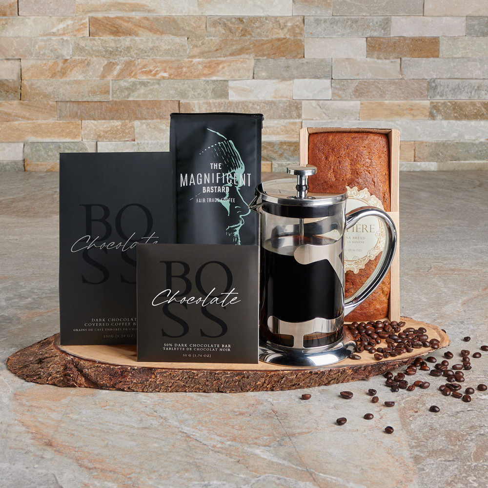 Coffee Gift Box Set 2 assorted coffees +1 French Press Coffee an