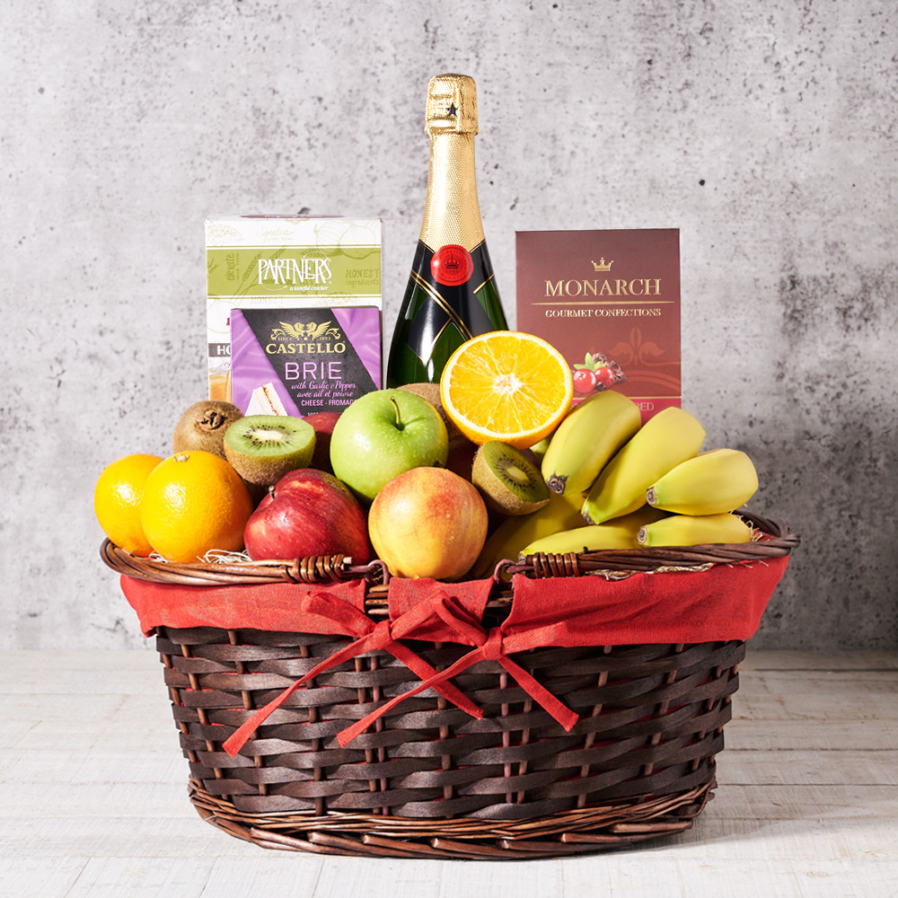 Fruit & Cheese Champagne Gift Set – champagne gift baskets – US delivery -  Good 4 You Gift Baskets USA