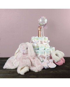 It's A Girl! Champagne & Diaper Gift