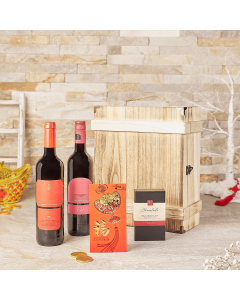Chinese New Year Celebration Wine Set, wine gift, wine, chinese new year gift, chinese new year, lunar new year gift, lunar new year, chocolate gift, chocolate, USA delivery