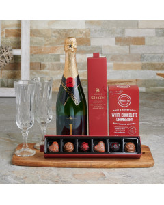 Sweet Valentine’s Day Celebration Basket, Valentine's Day gifts, sparkling wine gifts, chocolate gifts
