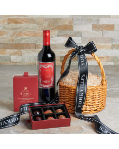 Heart and Courage Gift Basket, Valentine's Day gifts, chocolate gifts, wine gifts