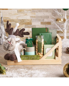 Festive Christmas Snack Sleigh, christmas gift, christmas, holiday gift, holiday, gourmet gift, gourmet, coffee gift, coffee, tea gift, tea