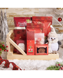 Holiday Snacking Sleigh Gift Basket, christmas gift, christmas, gourmet gift, gourmet, holiday gift, holiday, chocolate gift, chocolate, tea gift, tea
